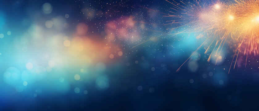 Abstract colored firework background with free space for text.