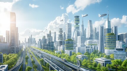 futuristic cityscape with advanced infrastructure