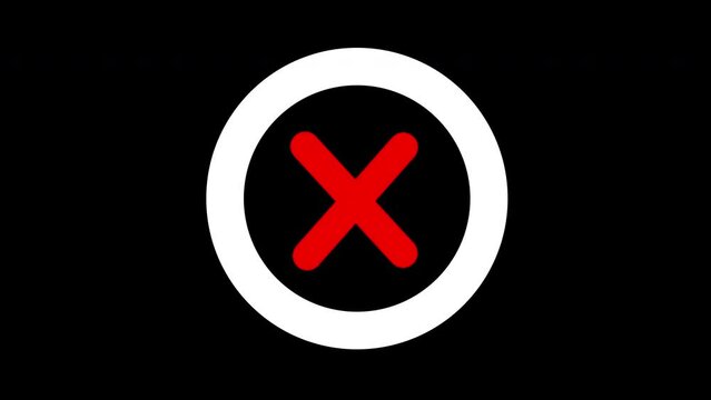 Selection mark incorrect animation isolated on transparent 4k alpha png layer