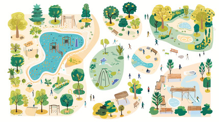a map of a park with a lot of trees