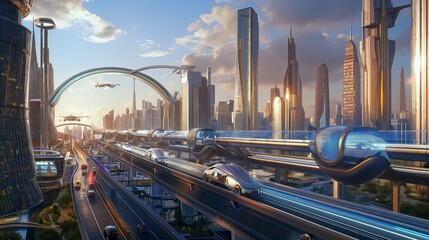 futuristic cityscape with advanced infrastructure