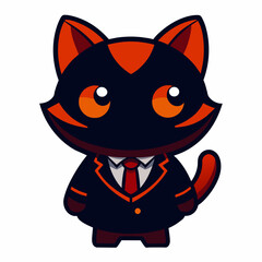 Whiskered Wisdom Cute Anime Cat Teacher Vector Illustration