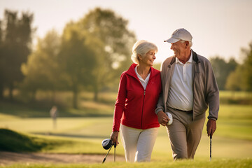 Active Senior Couple Enjoying Golf
