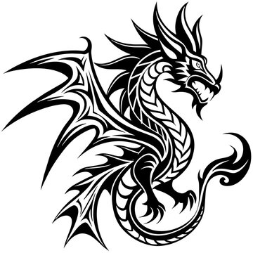 dragon-tattoo-tribal-black-and-white-vector-image