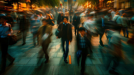 Gente andando por la calle. Concepto de movimiento - obrazy, fototapety, plakaty