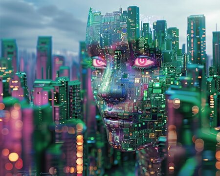 3D render, virtual urban landscape, holographic buildings scattered like glitches, cyberspace construct--sref https://cdn.midjourney.com/34c08ad6-6fdf-4754-b26f-5dcc3398d4d9/0_2.webp