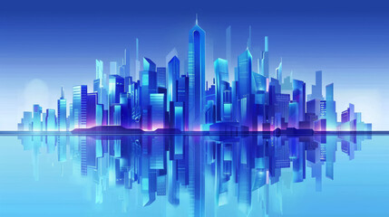 business template ,Modern office buildings with blue sky	