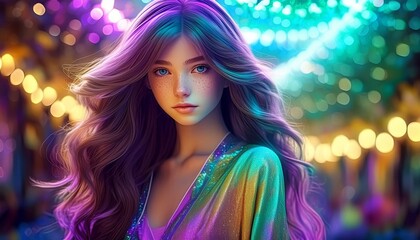 Cyberpunk Woman Portrait, Futuristic Anime Style, Video Game Character, Gaming, Gamer Graphics