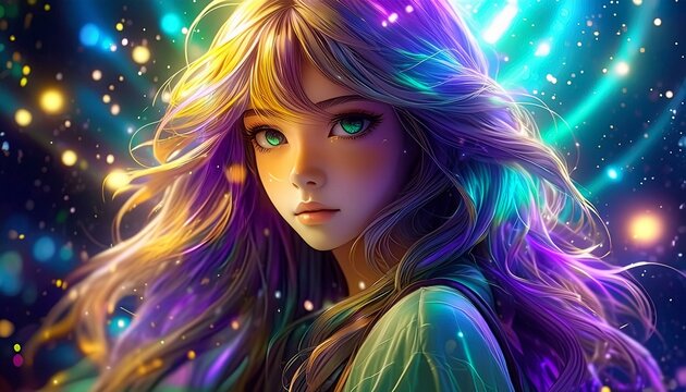 Cyberpunk Woman Portrait, Futuristic Anime Style, Video Game Character, Gaming, Gamer Graphics
