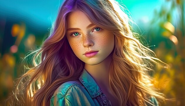 Cyberpunk Woman Portrait, Futuristic Anime Style, Video Game Character, Gaming, Gamer Graphics