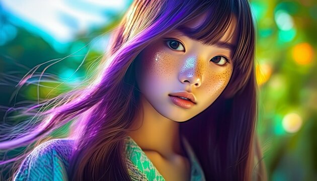 Cyberpunk Woman Portrait, Futuristic Anime Style, Video Game Character, Gaming, Gamer Graphics