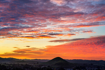sunset, sunrise over horizon, hill