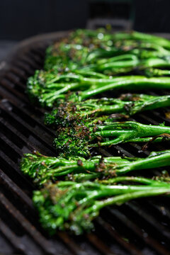 Chargrilling fresh broccolini