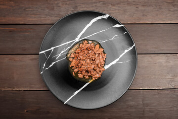 Food for animals background. wet cat and dog food texture, pattern. Pet meal background close up. wet food for pet dogs and cats. Dried pet food top view. Granules of good nutrition for dogs and cats.