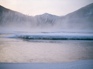 mist over the river in kanas 