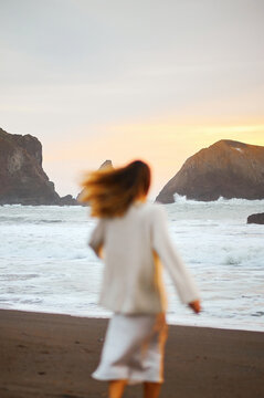 Running woman  out of focus