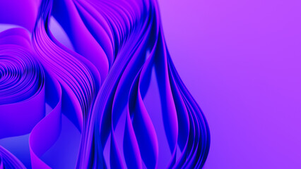 Violet layers of cloth or paper warping. Abstract fabric twist. 3d render illustration - 783299717