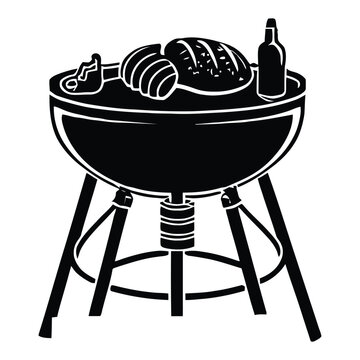 black barbecue grill with food clip art preview