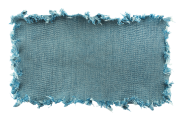 Piece of torn denim on a white background. Denim texture