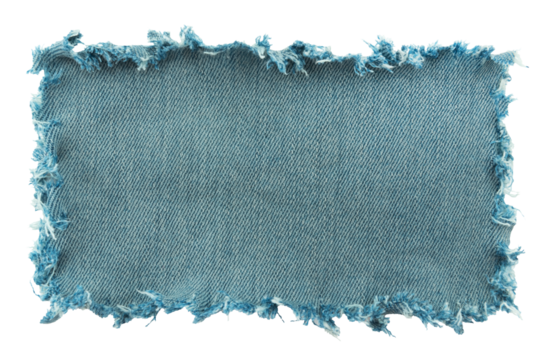 Piece of torn denim on a white background. Denim texture