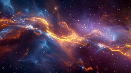 Nebula streamers swirl in a cosmic celebration adorned with glitters of astral phenomena - obrazy, fototapety, plakaty