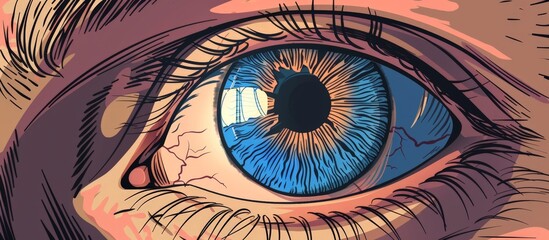 A detailed shot focusing on a person's eye with intricate details and textures visible. - obrazy, fototapety, plakaty