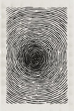 Fingerprint in black on a white background