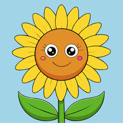 sunflower cartoon with a smile