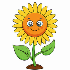 sunflower cartoon with a smile