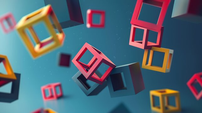 Floating geometric shapes framing the text   AI generated illustration