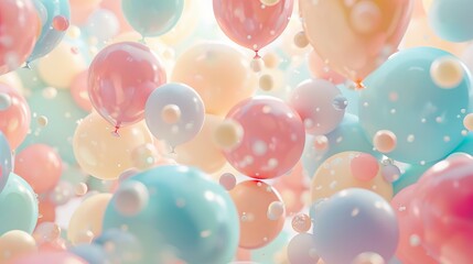 Floating pastel balloons in a sea of white   AI generated illustration