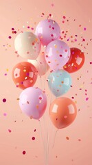 Fun party balloons in an isolated background d style isolated flying objects memphis style d render   AI generated illustration