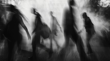 Fototapeta na wymiar Ghostly shadows dancing in the air AI generated illustration