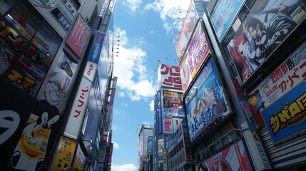 Giant billboards tower over the maze-like alleyways below   AI generated illustration