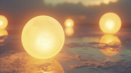 Glowing orbs casting a warm glow   AI generated illustration