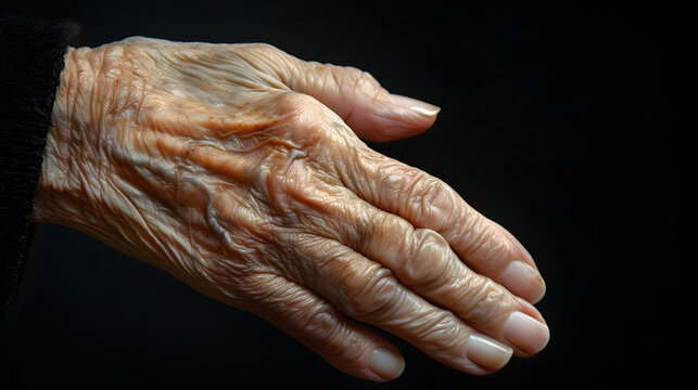 An image of a hand in support of nursing family caregiver care for disability awareness day, national care givers month, ageing society.