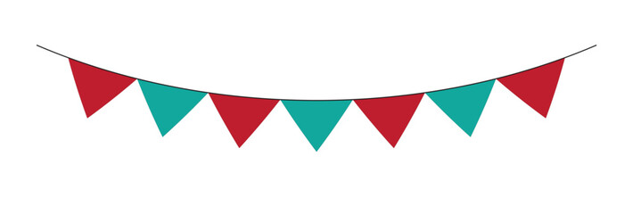 Obraz premium Multicolored garland flags icon. Element party decoration symbol. Flag vector.