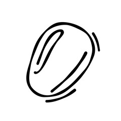 Doodle drawing of mango isolated on white background, drawn by pen. Thumbnail for coloring the booking page. Vector illustration of vega fruit