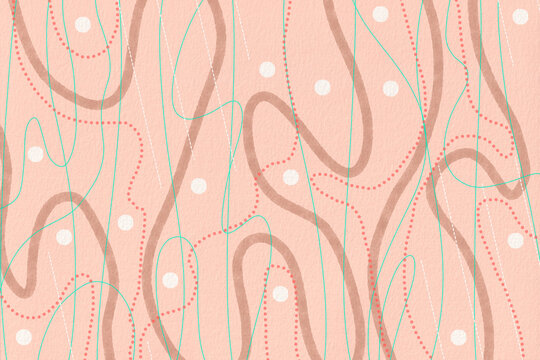A warm abstract design with curves, dotted lines and circles