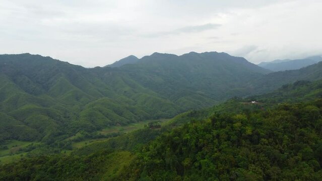 Aerial view of Beautiful mountain valley in nungba near rengpang village. Nature landscape image of manipur in india.