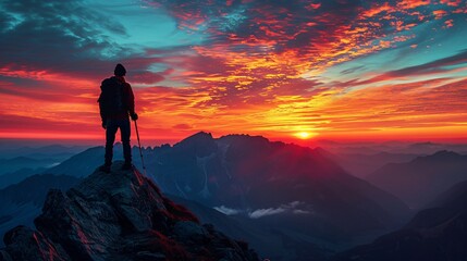 Fototapeta premium Silhouette of mountains stands majestic against a twilight sky guardians of ancient mysteries and untold stories