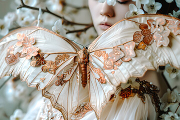 Femme et papillon, photo onirique