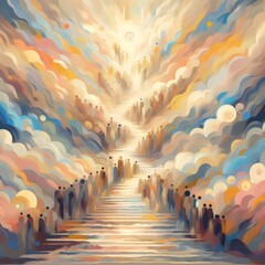 Resurrection and ascension of Christ to heaven, abstract flat design