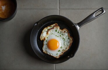 Fried egg in a frying pan 