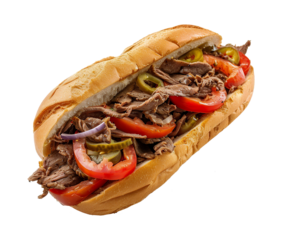 Italian beef sandwich on transparent background