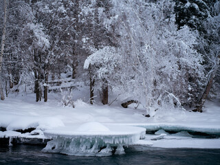 Winter Snowscape by the Icy River