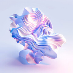 Abstract Colorful 3D Wave Sculpture on Pastel Background - 783308782
