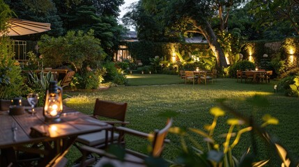 serene evening in the garden, as we unveil nature's splendor. - obrazy, fototapety, plakaty