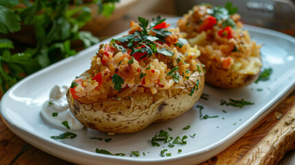 Traditional egyptian stuffed potatoes on plate