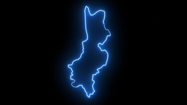 map of Badulla in Sri Lanka with glowing neon effect
